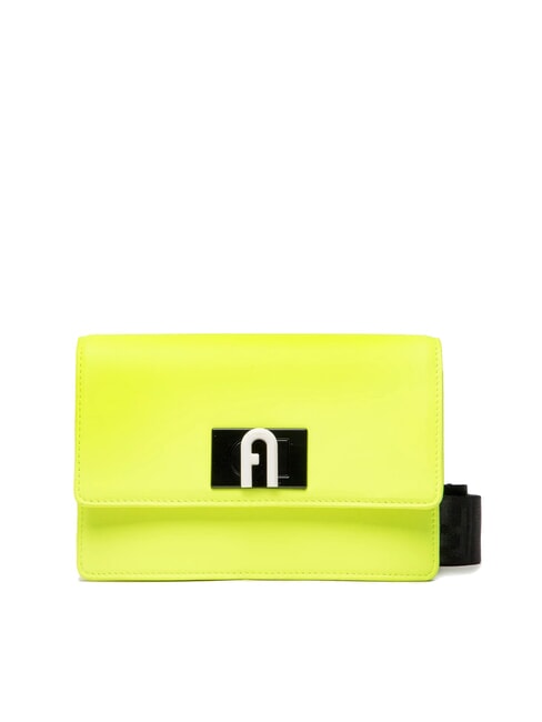 FURLA 1927 SOFT Mini shoulder bag in nappa leather fluorescent yellow + black - Women’s Bags
