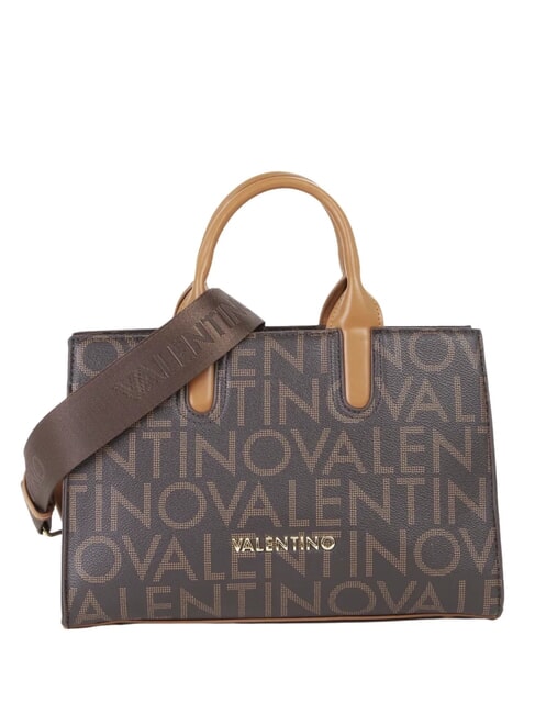 MARIO VALENTINO REGINA RE Handbag with all-over logo and shoulder strap dark/natural - Women’s Bags