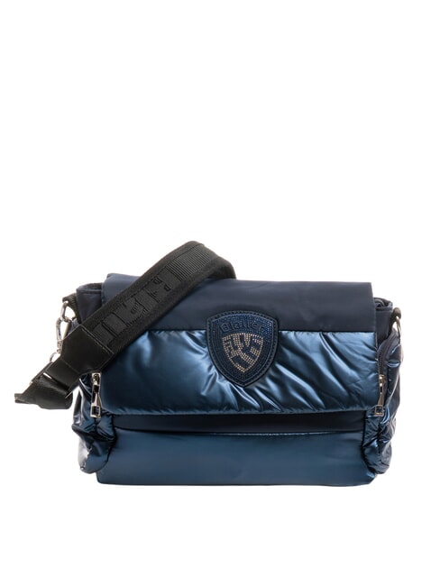 BLAUER PADDED NYLON Fluffy shoulder bag with rhinestone logo BLUE - Women’s Bags