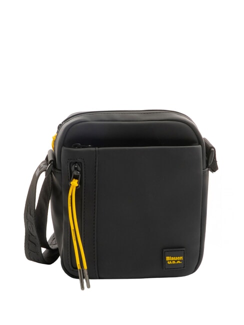 BLAUER RUBBER Small rubberized bag BLACK - Over-the-shoulder Bags for Men