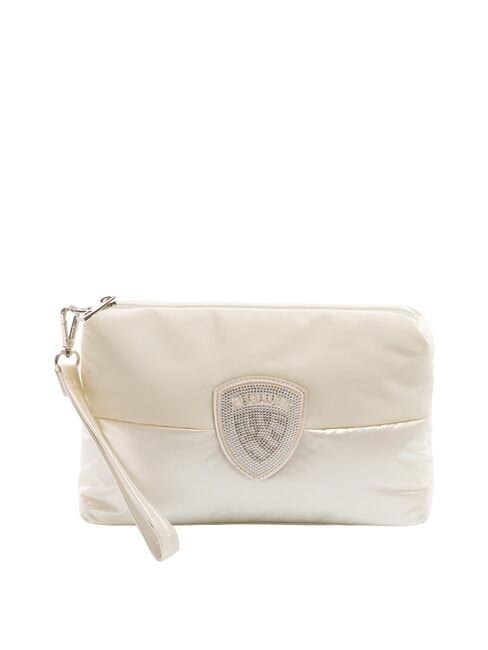 BLAUER PADDED NYLON Soft clutch bag with rhinestone logo white - Women’s Bags