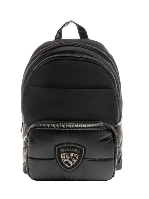 BLAUER PADDED NYLON Backpack with rhinestone logo BLACK - Women’s Bags