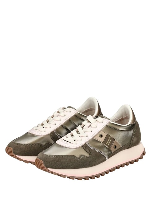 BLAUER MILLEN Mixed leather sneakers taupe - Women’s shoes