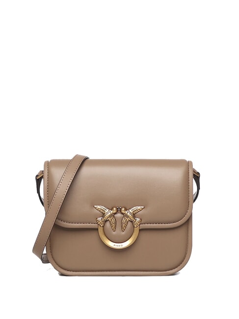 PINKO LOVE BOX Mini nappa bag with flap ginger biscuit-antique gold - Women’s Bags