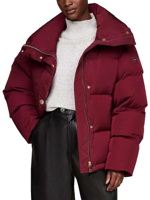 TOMMY HILFIGER TH Oversized fit high neck down jacket deep red - Women's down jackets