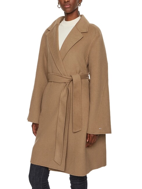 TOMMY HILFIGER TH Wool blend dressing gown coat light sepia brown - Women's Coats