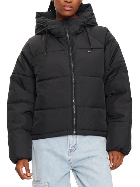 TOMMY HILFIGER TH JEANS Puffer jacket with hood black - Women's down jackets