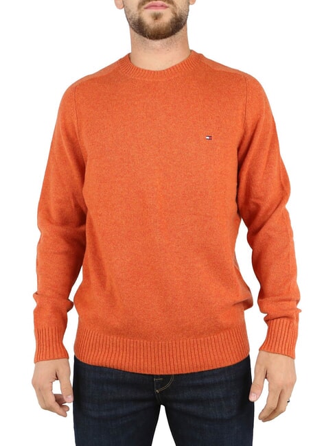 TOMMY HILFIGER TH Wool crew neck sweater orange thunder heather - Men's Sweaters