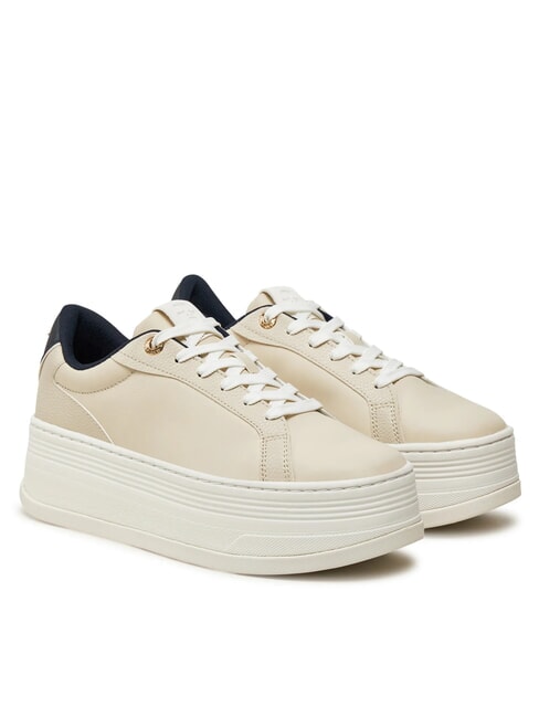 TOMMY HILFIGER TH Leather sneakers newsprint - Women’s shoes