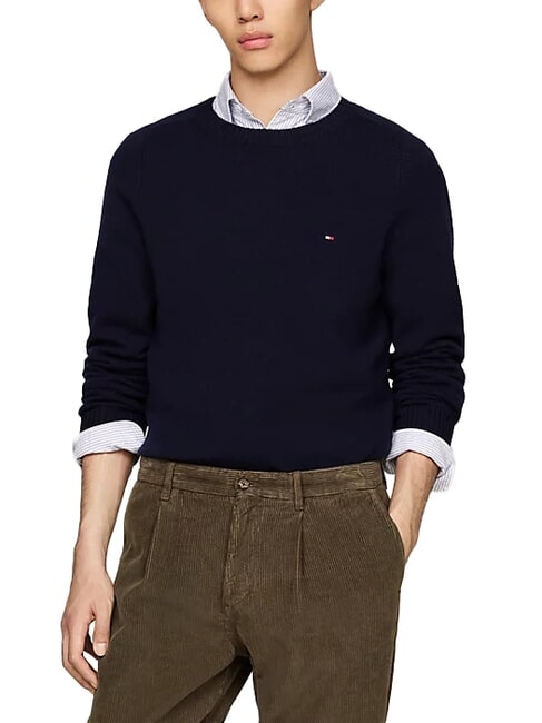 TOMMY HILFIGER TH Wool crew neck sweater desert sky - Men's Sweaters