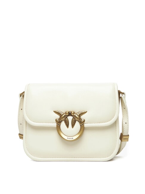 PINKO LOVE BOX Mini leather shoulder bag silk white-antique gold - Women’s Bags