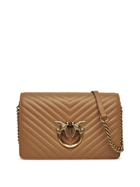 PINKO LOVE CLICK CLASSIC Quilted nappa shoulder bag nougat-antique gold - Women’s Bags