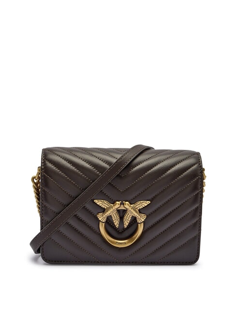 PINKO LOVE CLICK MINI Quilted nappa leather bag moro-antique gold - Women’s Bags