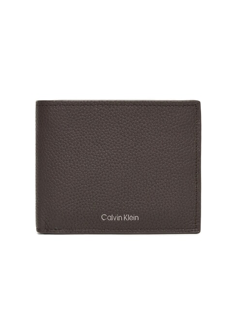 CALVIN KLEIN FOIL EMBOSS  Leather wallet ck dark brown - Men’s Wallets