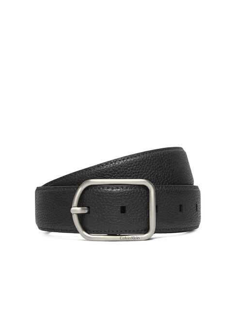 CALVIN KLEIN CLASSIC ROUND Hammered leather belt on black - Belts