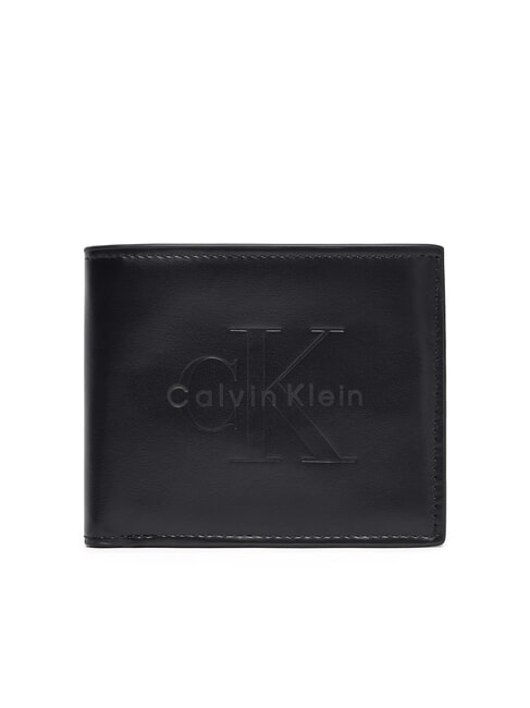 CALVIN KLEIN BOLD LOGO Leather wallet with coin purse on black - Men’s Wallets