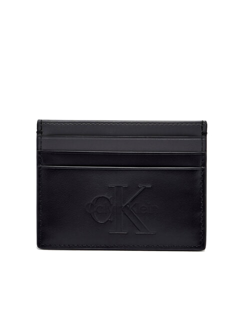 CALVIN KLEIN BOLD LOGO Leather credit card holder on black - Men’s Wallets