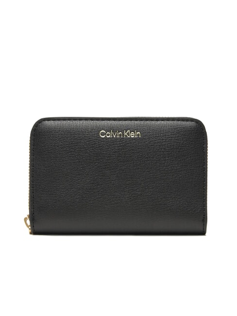 CALVIN KLEIN EMBOSSED LOGO Medium zip-around wallet black/toasted coconut - Women’s Wallets