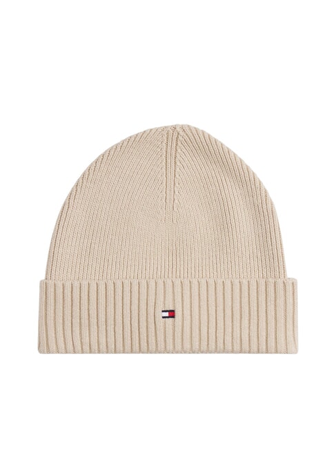 TOMMY HILFIGER TH FLAG Cotton beanie hat with cuff classic beige - Hats