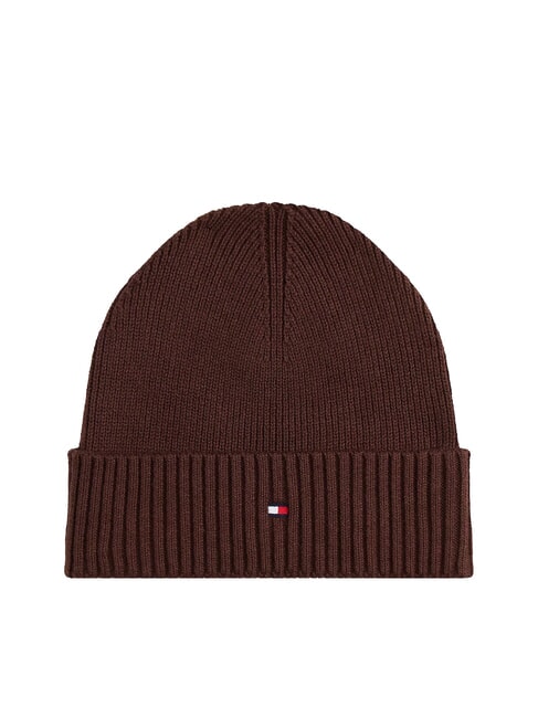 TOMMY HILFIGER TH FLAG Cotton beanie hat with cuff rich walnut - Hats