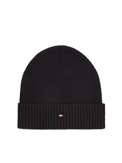 TOMMY HILFIGER TH FLAG Cotton beanie hat with cuff black - Hats