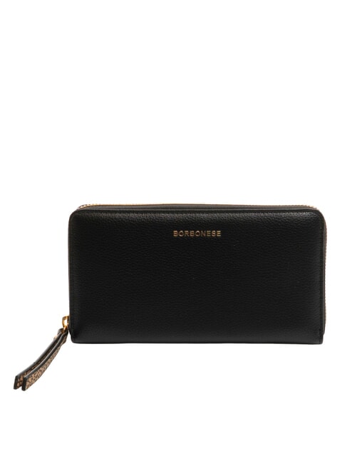 BORBONESE BIRDIE Large zip-around leather wallet Black - Women’s Wallets