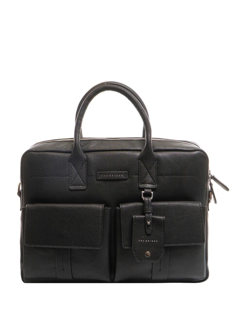 THE BRIDGE SERRISTORI Leather 13" laptop briefcase Black - Work Briefcases
