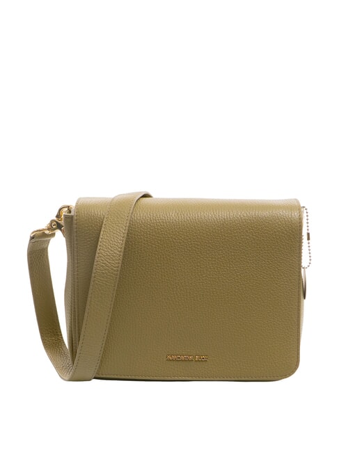 MANDARINA DUCK MELLOW Leather shoulder bag with flap aloe - Women’s Bags