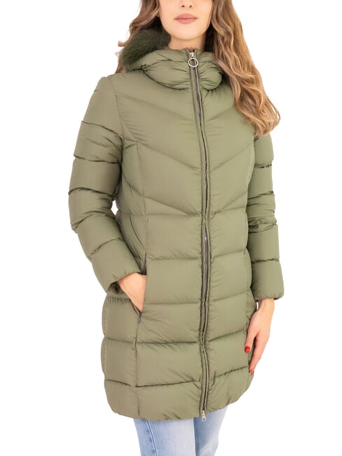 COLMAR CAPTION Women's long down jacket with hood mud - Women's down jackets