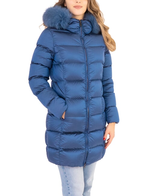 COLMAR DELUXE Long padded down jacket with hood darkoxford-darkste - Women's down jackets