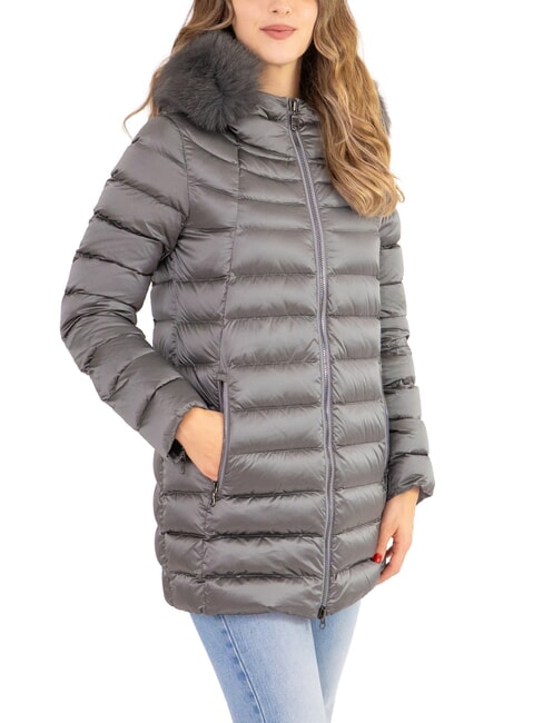 COLMAR DELUXE Women's down jacket with fur hood dark steel-dark steel - Women's down jackets