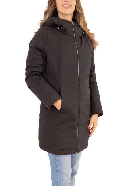 COLMAR PURENESS Long down jacket with hood black - Women's down jackets