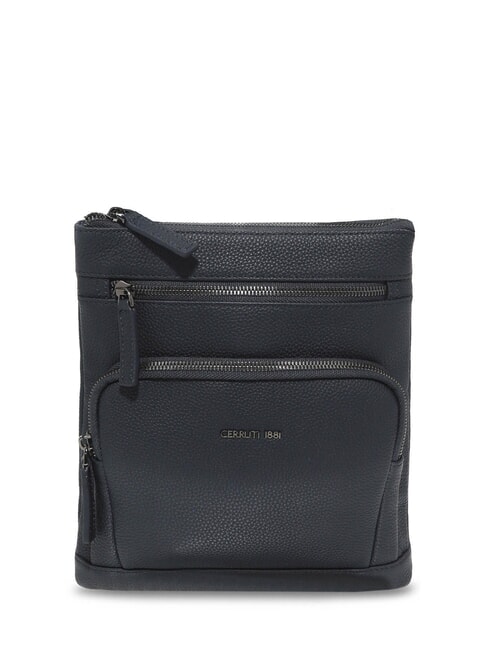 CERRUTI MADDOX Flat multi-pocket leather bag blue - Over-the-shoulder Bags for Men