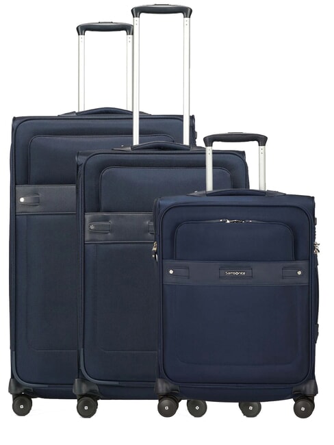 SAMSONITE BEAUHAVEN Cabin Set + Medium + Large dARKBlue - Semi-rigid Trolley Cases