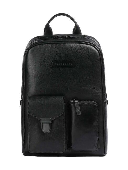 THE BRIDGE FILIPPO Leather backpack, 13" laptop holder black / dark matte ruthenium - Laptop backpacks