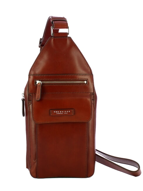 THE BRIDGE ALBERTO Leather one-shoulder bag Brown / Palladium - Over-the-shoulder Bags for Men