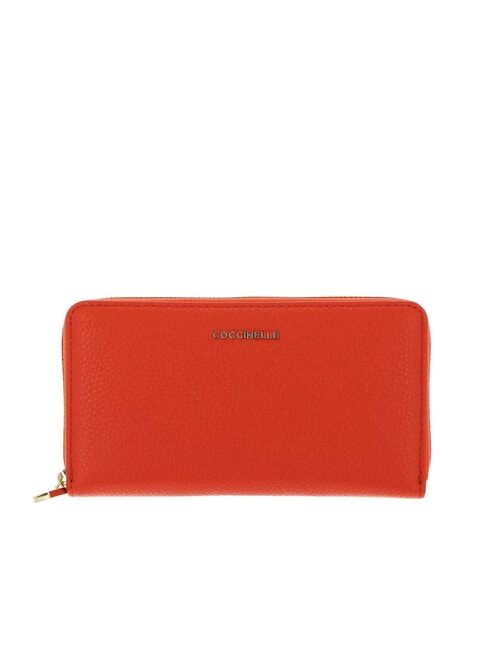 COCCINELLE METALLIC SOFT Textured leather zip wallet gazpacho - Women’s Wallets