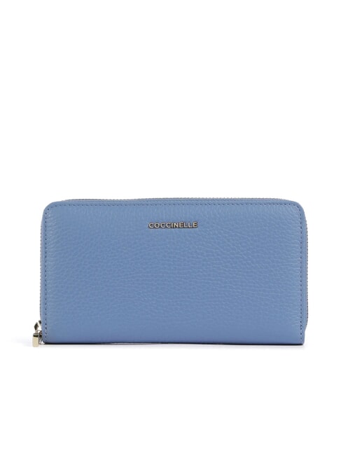 COCCINELLE METALLIC SOFT Textured leather zip wallet blue - Women’s Wallets