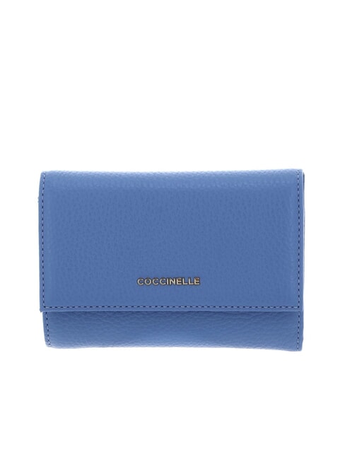 COCCINELLE METALLIC SOFT Hammered leather bifold wallet blue - Women’s Wallets