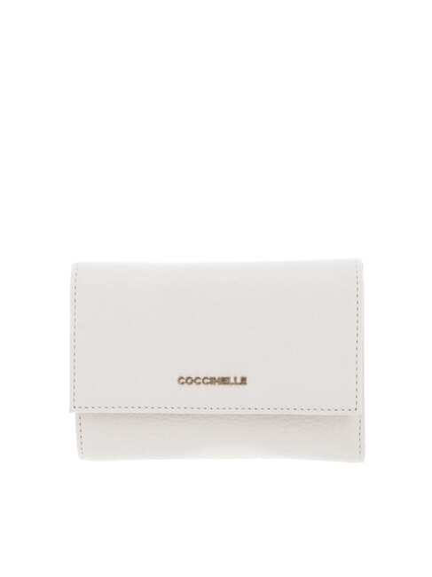 COCCINELLE METALLIC SOFT Hammered leather bifold wallet white - Women’s Wallets