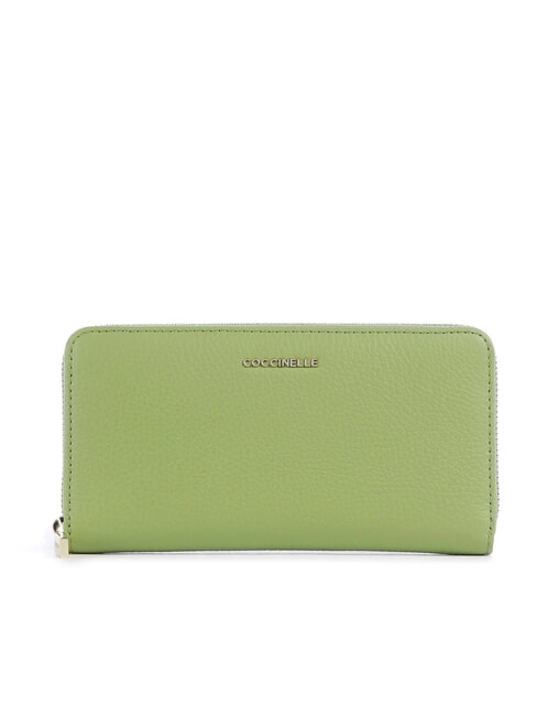 COCCINELLE METALLIC SOFT Wallet in textured leather guacamole - Women’s Wallets