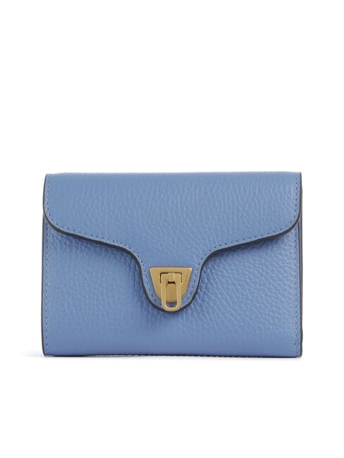 COCCINELLE BEAT SOFT Medium hammered leather wallet blue - Women’s Wallets