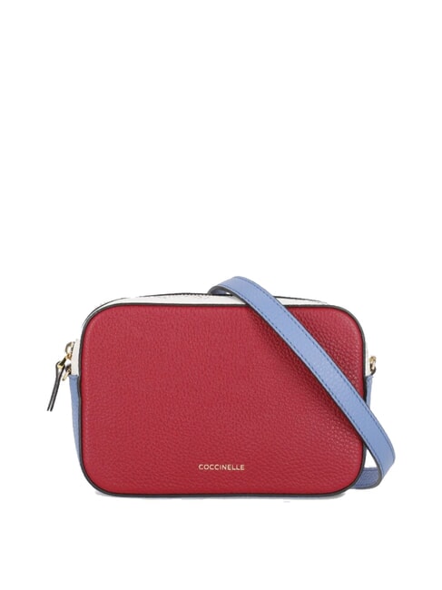 COCCINELLE TEBE TRICOLOR Mini shoulder bag in hammered leather sangr/blan/azul - Women’s Bags