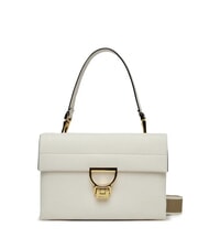 COCCINELLE ARLETTIS SIGNATURE Leather bag with logo shoulder strap white - Women’s Bags - 1