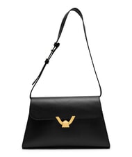 COCCINELLE DEW Medium shoulder bag in hammered leather Black - Women’s Bags - 1