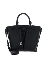 COCCINELLE FLORES Medium hammered leather tote bag Black - Women’s Bags - 1