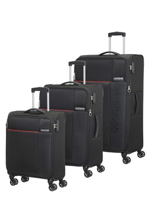 AMERICAN TOURISTER FUN CRUISE Set of 3 trolleys: cabin+medium, large exp BLACK / RED - Trolley Set