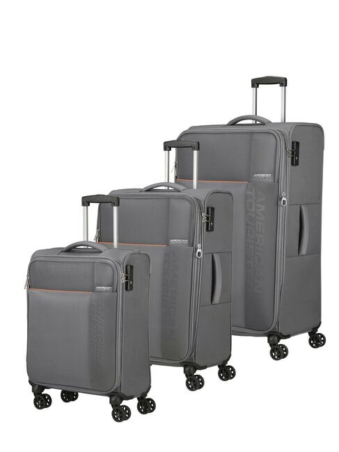 AMERICAN TOURISTER FUN CRUISE Set of 3 trolleys: cabin+medium, large exp grey/orange - Trolley Set