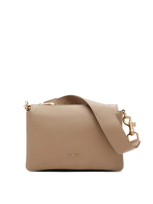 BIASIA FEATHER SMALL Small leather shoulder bag taupe - Women’s Bags