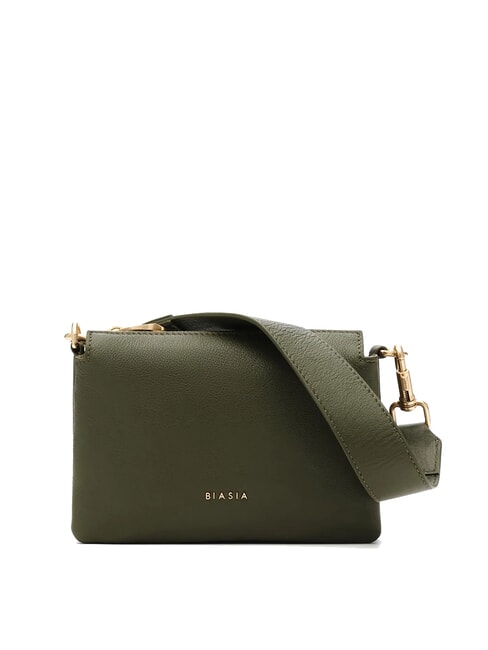 BIASIA FEATHER SMALL Small leather shoulder bag moss - Women’s Bags